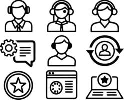 set of Customer service and support icon. support, service, help, business, customer, technology, call, online, contact vector