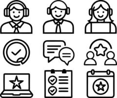 set of Customer service and support icon. support, service, help, business, customer, technology, call, online, contact vector