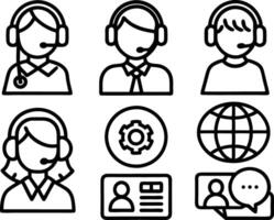 set of Customer service and support icon. support, service, help, business, customer, technology, call, online, contact vector