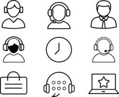 set of Customer service and support icon. support, service, help, business, customer, technology, call, online, contact vector