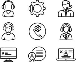 set of Customer service and support icon. support, service, help, business, customer, technology, call, online, contact vector
