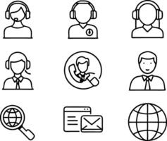 set of Customer service and support icon. support, service, help, business, customer, technology, call, online, contact vector