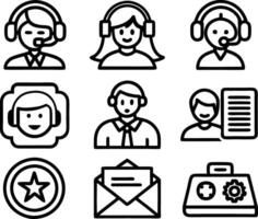 set of Customer service and support icon. support, service, help, business, customer, technology, call, online, contact vector