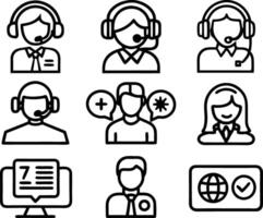 set of Customer service and support icon. support, service, help, business, customer, technology, call, online, contact vector