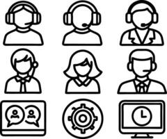 set of Customer service and support icon. support, service, help, business, customer, technology, call, online, contact vector