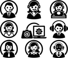 set of Customer service and support icon. support, service, help, business, customer, technology, call, online, contact vector