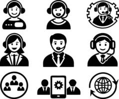 set of Customer service and support icon. support, service, help, business, customer, technology, call, online, contact vector