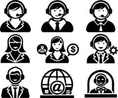 set of Customer service and support icon. support, service, help, business, customer, technology, call, online, contact vector