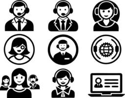 set of Customer service and support icon. support, service, help, business, customer, technology, call, online, contact vector