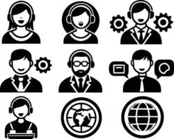 set of Customer service and support icon. support, service, help, business, customer, technology, call, online, contact vector