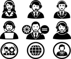 set of Customer service and support icon. support, service, help, business, customer, technology, call, online, contact vector
