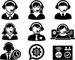 set of Customer service and support icon. support, service, help, business, customer, technology, call, online, contact vector