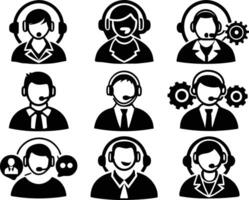 set of Customer service and support icon. support, service, help, business, customer, technology, call, online, contact vector