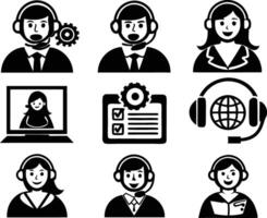 set of Customer service and support icon. support, service, help, business, customer, technology, call, online, contact vector