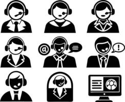 set of Customer service and support icon. support, service, help, business, customer, technology, call, online, contact vector