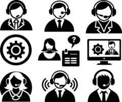 set of Customer service and support icon. support, service, help, business, customer, technology, call, online, contact vector