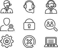 set of Customer service and support icon. support, service, help, business, customer, technology, call, online, contact vector