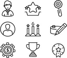 set of skills icon line art. skill, concept, development, education, training, skills, youth, creative vector