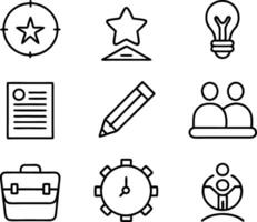 set of skills icon line art. skill, concept, development, education, training, skills, youth, creative vector