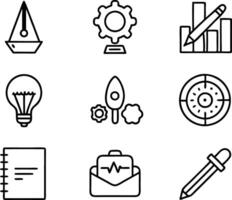 set of skills icon line art. skill, concept, development, education, training, skills, youth, creative vector