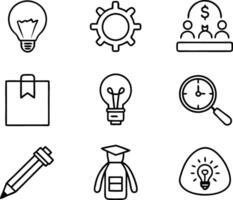 set of skills icon line art. skill, concept, development, education, training, skills, youth, creative vector