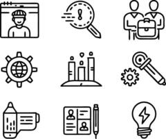 set of skills icon line art. skill, concept, development, education, training, skills, youth, creative vector