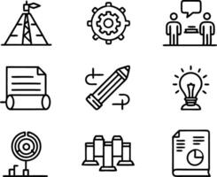 set of skills icon line art. skill, concept, development, education, training, skills, youth, creative vector