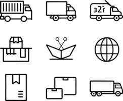 set of logistic icon illustration. delivery, transportation, shipping, business, cargo, industry, logistic vector
