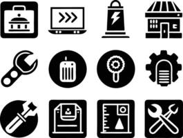 set of workshop icon illustration. communication, business, management, leadership, seminar, support, person vector