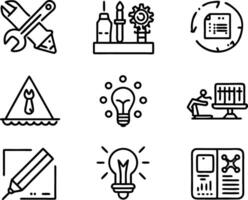 set of workshop icon illustration. communication, business, management, leadership, seminar, support, person vector