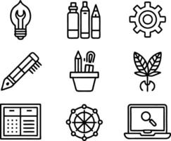 set of workshop icon illustration. communication, business, management, leadership, seminar, support, person vector