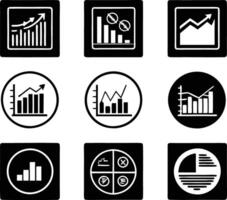 set of statistics icon illustration. business, chart, graph, statistics, data, finance, investment, concept, analysis vector