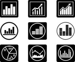 set of statistics icon illustration. business, chart, graph, statistics, data, finance, investment, concept, analysis vector