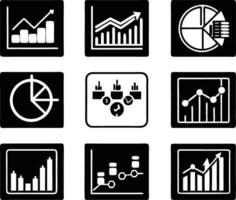set of statistics icon illustration. business, chart, graph, statistics, data, finance, investment, concept, analysis vector