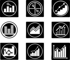 set of statistics icon illustration. business, chart, graph, statistics, data, finance, investment, concept, analysis vector