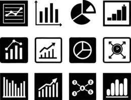 set of statistics icon illustration. business, chart, graph, statistics, data, finance, investment, concept, analysis vector