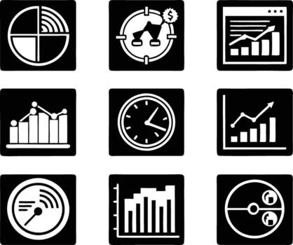 set of statistics icon illustration. business, chart, graph, statistics, data, finance, investment, concept, analysis vector