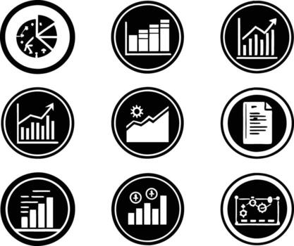 set of statistics icon illustration. business, chart, graph, statistics, data, finance, investment, concept, analysis vector