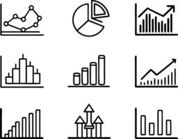 set of statistics icon illustration. business, chart, graph, statistics, data, finance, investment, concept, analysis vector
