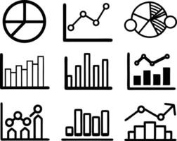 set of statistics icon illustration. business, chart, graph, statistics, data, finance, investment, concept, analysis vector