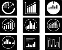 set of statistics icon illustration. business, chart, graph, statistics, data, finance, investment, concept, analysis vector