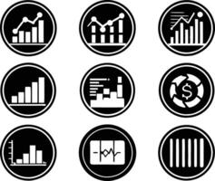set of statistics icon illustration. business, chart, graph, statistics, data, finance, investment, concept, analysis vector