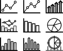 set of statistics icon illustration. business, chart, graph, statistics, data, finance, investment, concept, analysis vector