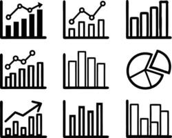 set of statistics icon illustration. business, chart, graph, statistics, data, finance, investment, concept, analysis vector