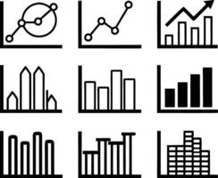 set of statistics icon illustration. business, chart, graph, statistics, data, finance, investment, concept, analysis vector