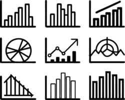 set of statistics icon illustration. business, chart, graph, statistics, data, finance, investment, concept, analysis vector
