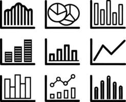 set of statistics icon illustration. business, chart, graph, statistics, data, finance, investment, concept, analysis vector