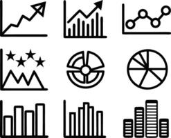 set of statistics icon illustration. business, chart, graph, statistics, data, finance, investment, concept, analysis vector