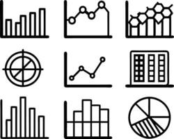 set of statistics icon illustration. business, chart, graph, statistics, data, finance, investment, concept, analysis vector