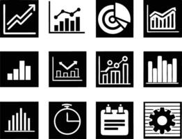 set of statistics icon illustration. business, chart, graph, statistics, data, finance, investment, concept, analysis vector